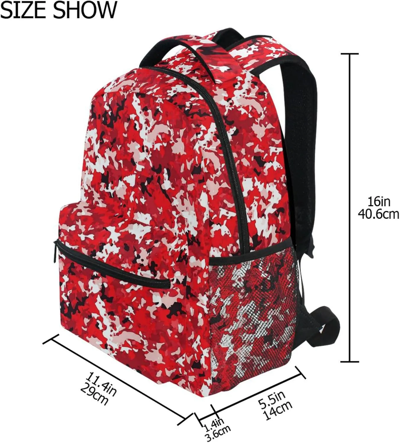 Fun Backpack for Teacher Nurse Waterproof Backpack With Water Bottle Pocket with Chest Strap for Travel Trip Red Camouflage Camouflage