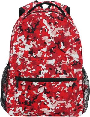 Fun Backpack for Teacher Nurse Waterproof Backpack With Water Bottle Pocket with Chest Strap for Travel Trip Red Camouflage Camouflage
