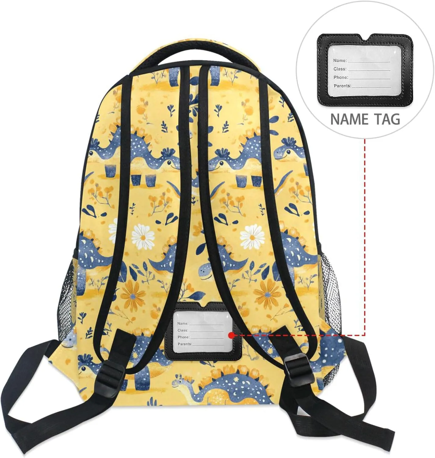 Fun Backpack for Teenager Fashion Business Work Bag with Chest Strap for College Work Sweet Dinosaur Ankylosaurus Yellow