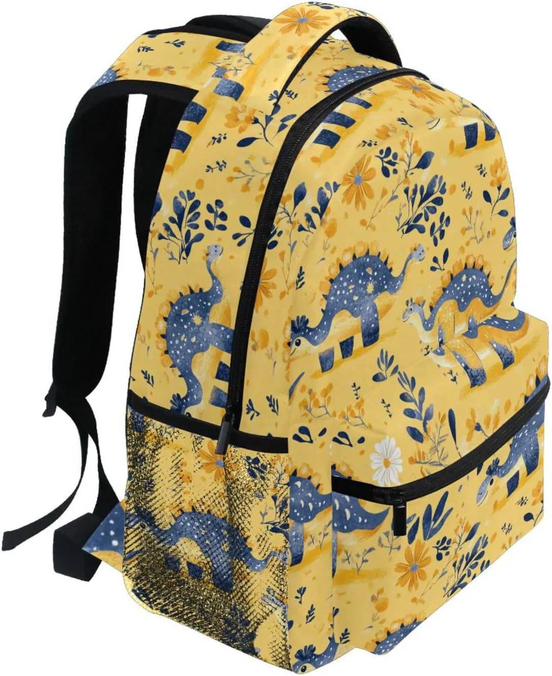 Fun Backpack for Teenager Fashion Business Work Bag with Chest Strap for College Work Sweet Dinosaur Ankylosaurus Yellow