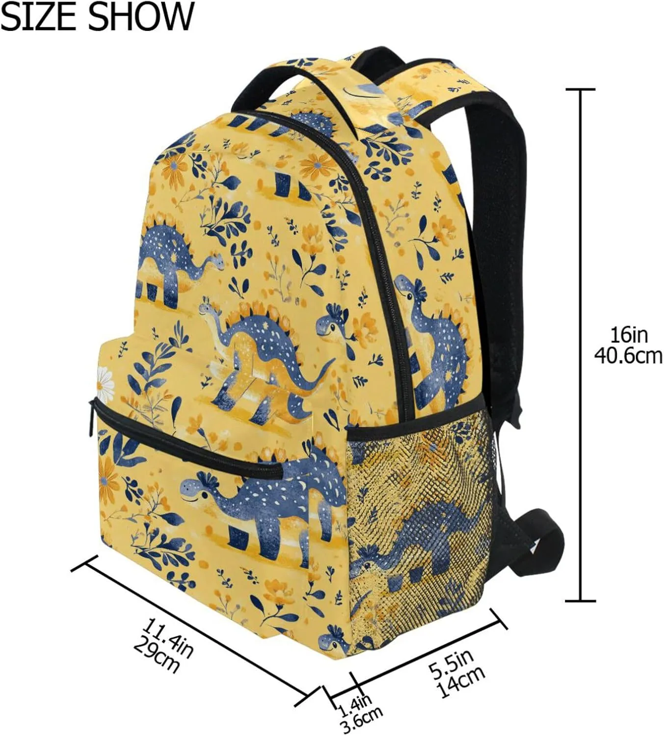 Fun Backpack for Teenager Fashion Business Work Bag with Chest Strap for College Work Sweet Dinosaur Ankylosaurus Yellow