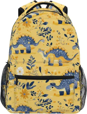 Fun Backpack for Teenager Fashion Business Work Bag with Chest Strap for College Work Sweet Dinosaur Ankylosaurus Yellow