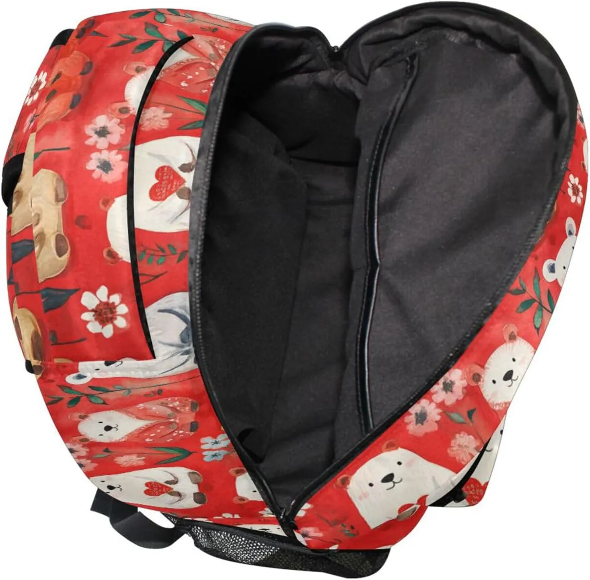 Fun Backpack for Teenager Waterproof Diaper Bag Backpack with Chest Strap for College Work Cartoon Funny Bear Red