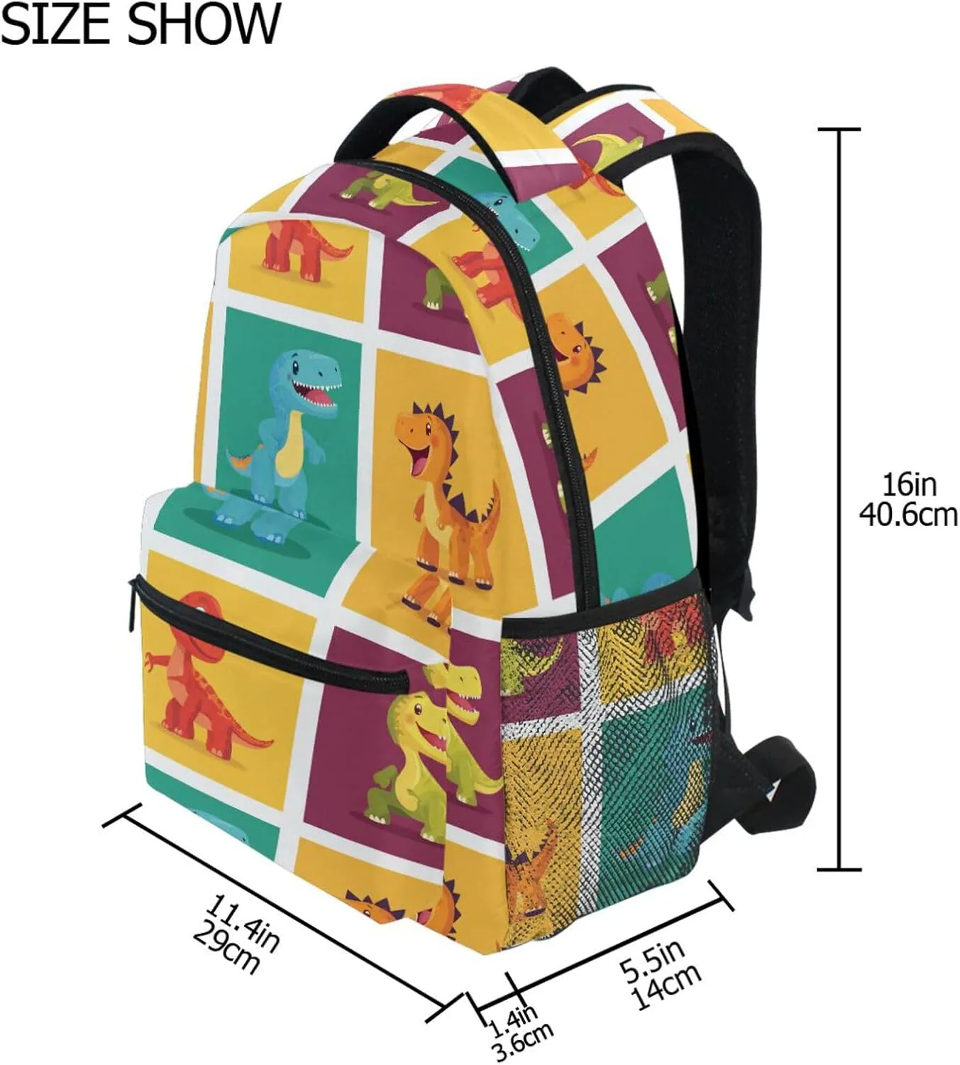 Fun Backpack for Teenager Waterproof Outdoor Backpack with Chest Strap Gift Men & Women Cartoon Dino