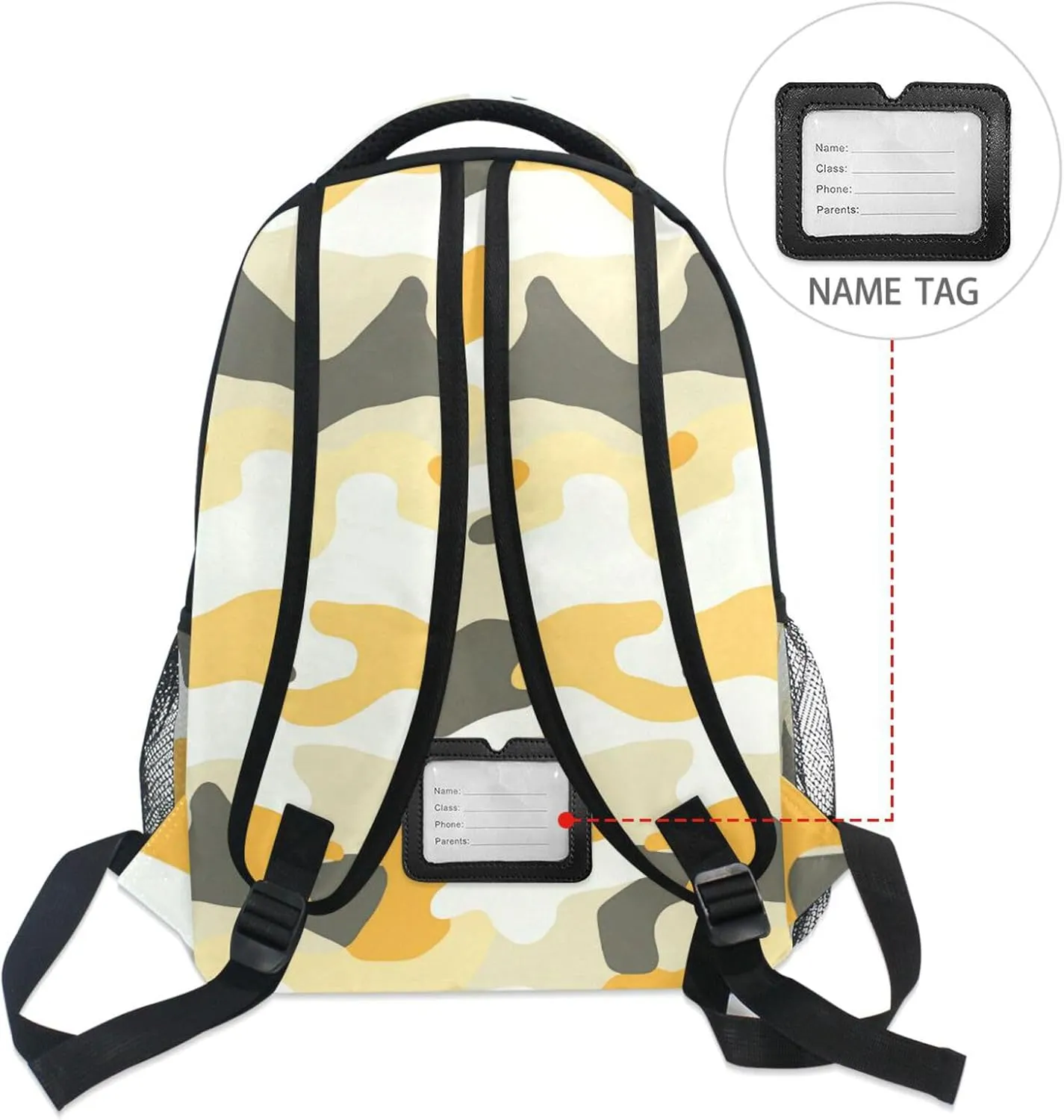 Fun Backpack for Unisex Adult Fashion Vintage Daypacks with Chest Strap Gift Men & Women Camouflage Yellow Camouflage Beige