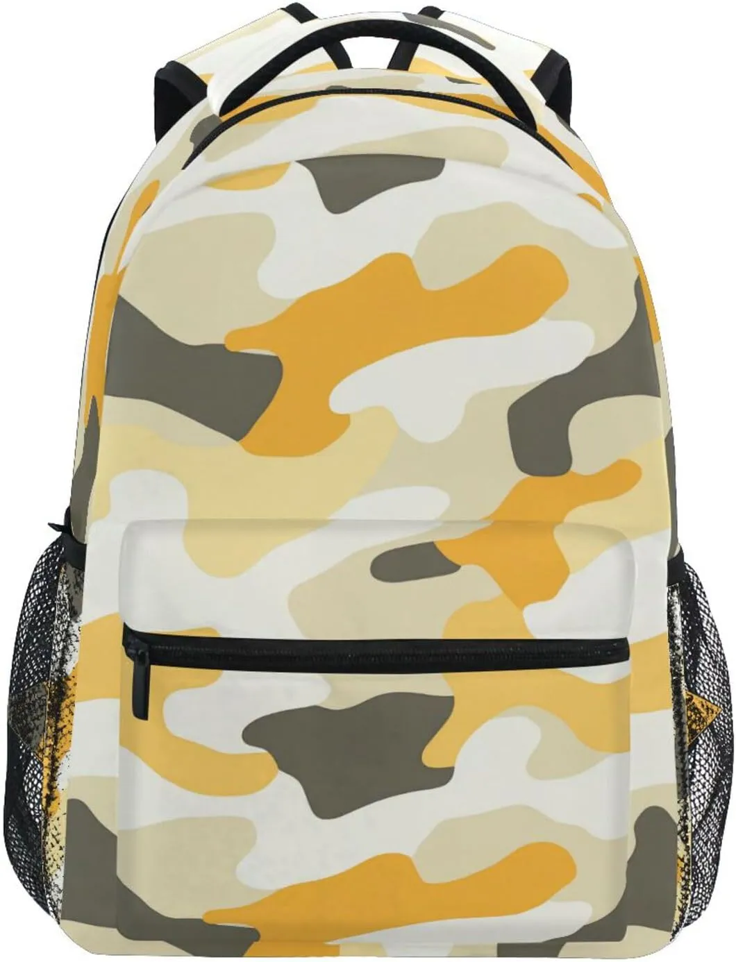 Fun Backpack for Unisex Adult Fashion Vintage Daypacks with Chest Strap Gift Men & Women Camouflage Yellow Camouflage Beige
