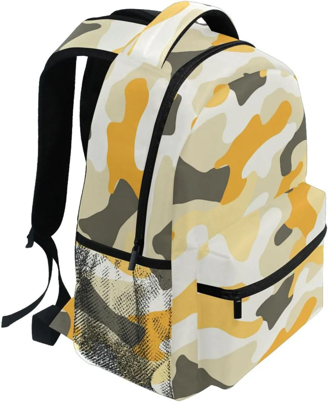 Fun Backpack for Unisex Adult Fashion Vintage Daypacks with Chest Strap Gift Men & Women Camouflage Yellow Camouflage Beige