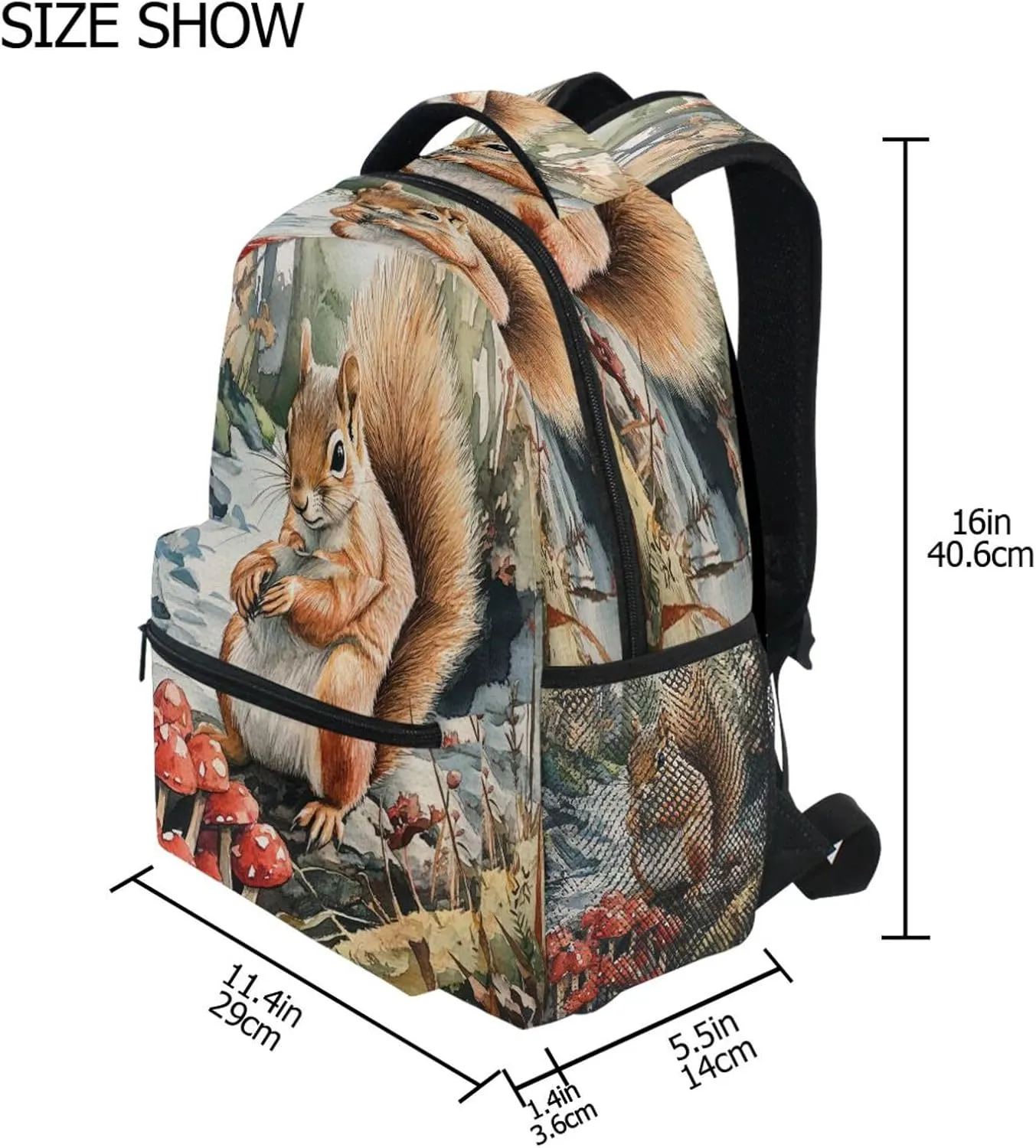 Fun Backpack for Unisex Adult Waterproof Diaper Bag Backpack with Chest Strap Gift Men & Women Aesthetic Squirrel A River