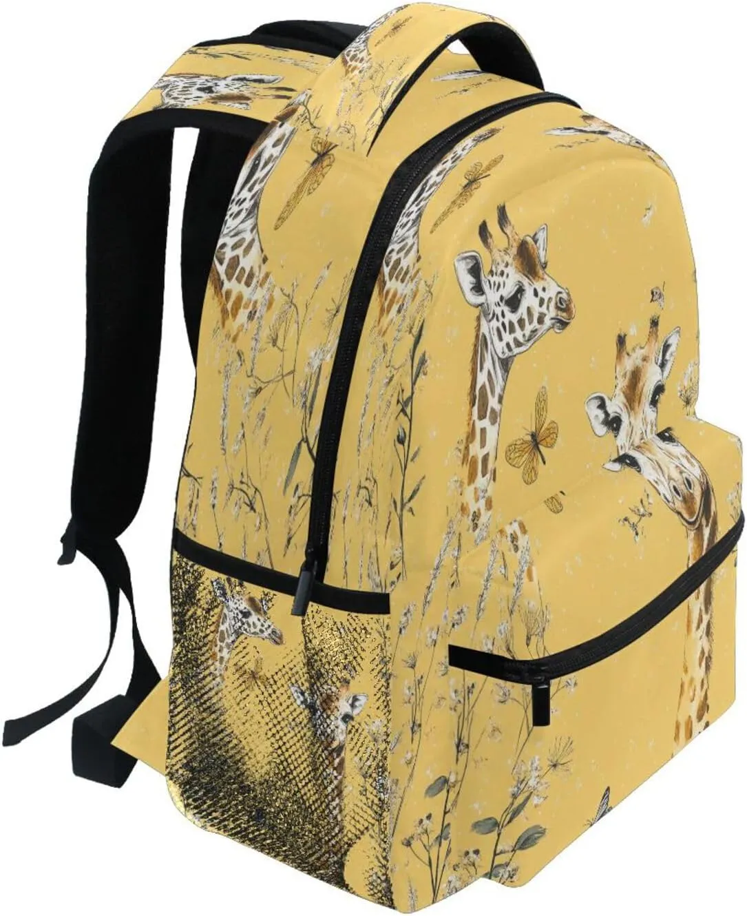 Fun Backpack for Unisex Adult Waterproof Sports Backpack with Chest Strap for College Work Art Giraffe Yellow