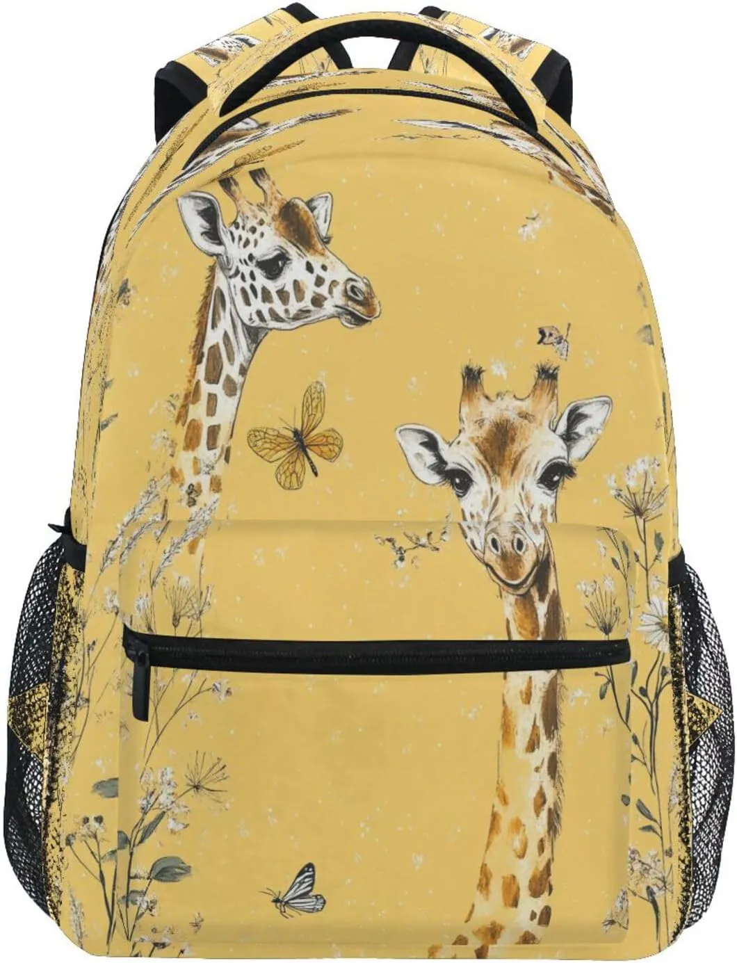 Fun Backpack for Unisex Adult Waterproof Sports Backpack with Chest Strap for College Work Art Giraffe Yellow