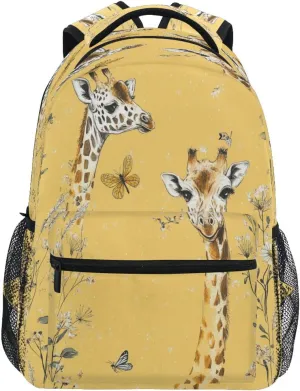 Fun Backpack for Unisex Adult Waterproof Sports Backpack with Chest Strap for College Work Art Giraffe Yellow