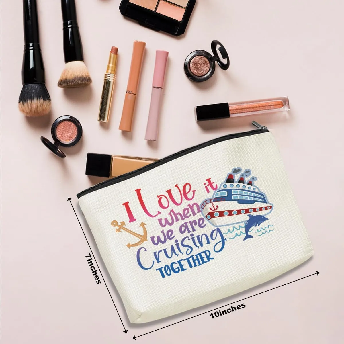 Fun Cruise Cosmetic Bag - Summer Vacation Trip Makeup Bag for Women, Soul Sisters, Girls' Trip Gifts & Favors