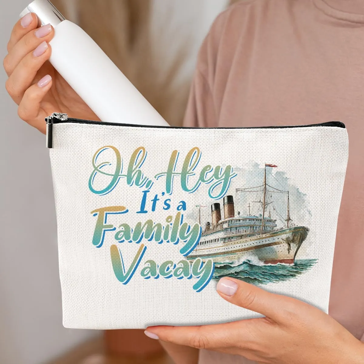 Fun Family Cosmetic Bag - Summer Vacation Trip Makeup Pouch - Perfect Gifts for Women, Friends, Niece, Girls Trip, Favors, Birthday, Christmas, Graduation