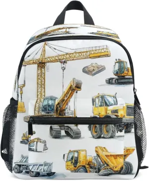 Fun Kids Backpack Kids Boy's/Girl's Cute Diaper Bag Backpack with Chest Strap Construction Vehicles