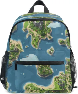 Fun Kids Backpack Kids Boy's/Girl's Cute Diaper Bag Backpack with Chest Strap Game Map