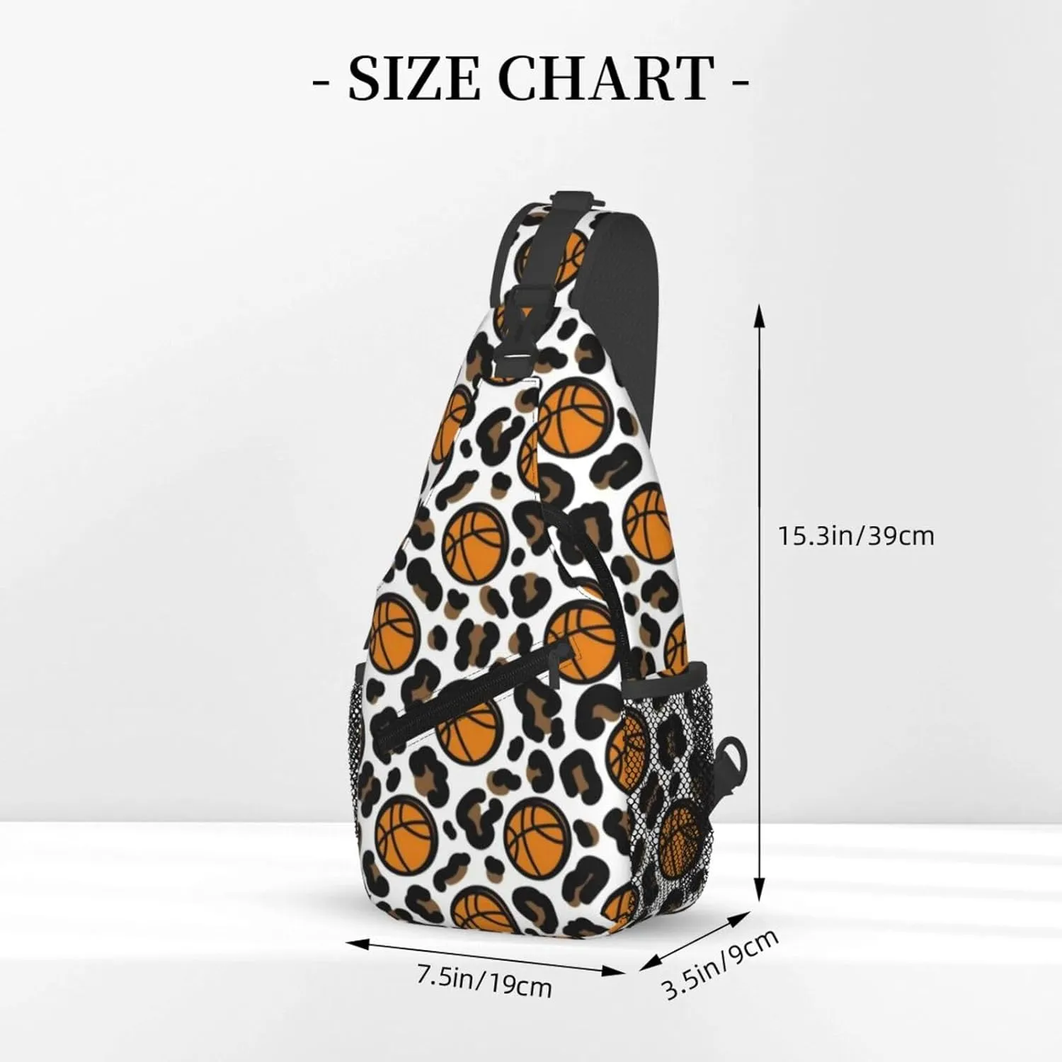 Fun Leopard Print Basketball Chest Bags Crossbody Sling Bag Shoulder Bag Travel Hiking Daypack For Men Women
