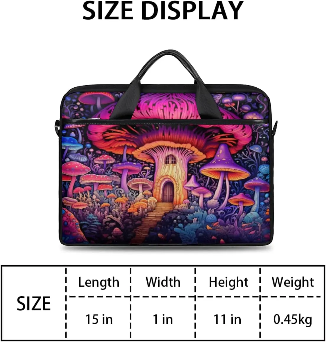 Fun Mushroom Pattern Laptop Shoulder Bag for Tablet Computer Notebook Sleeve Messenger Carrying Case Briefcase Tote