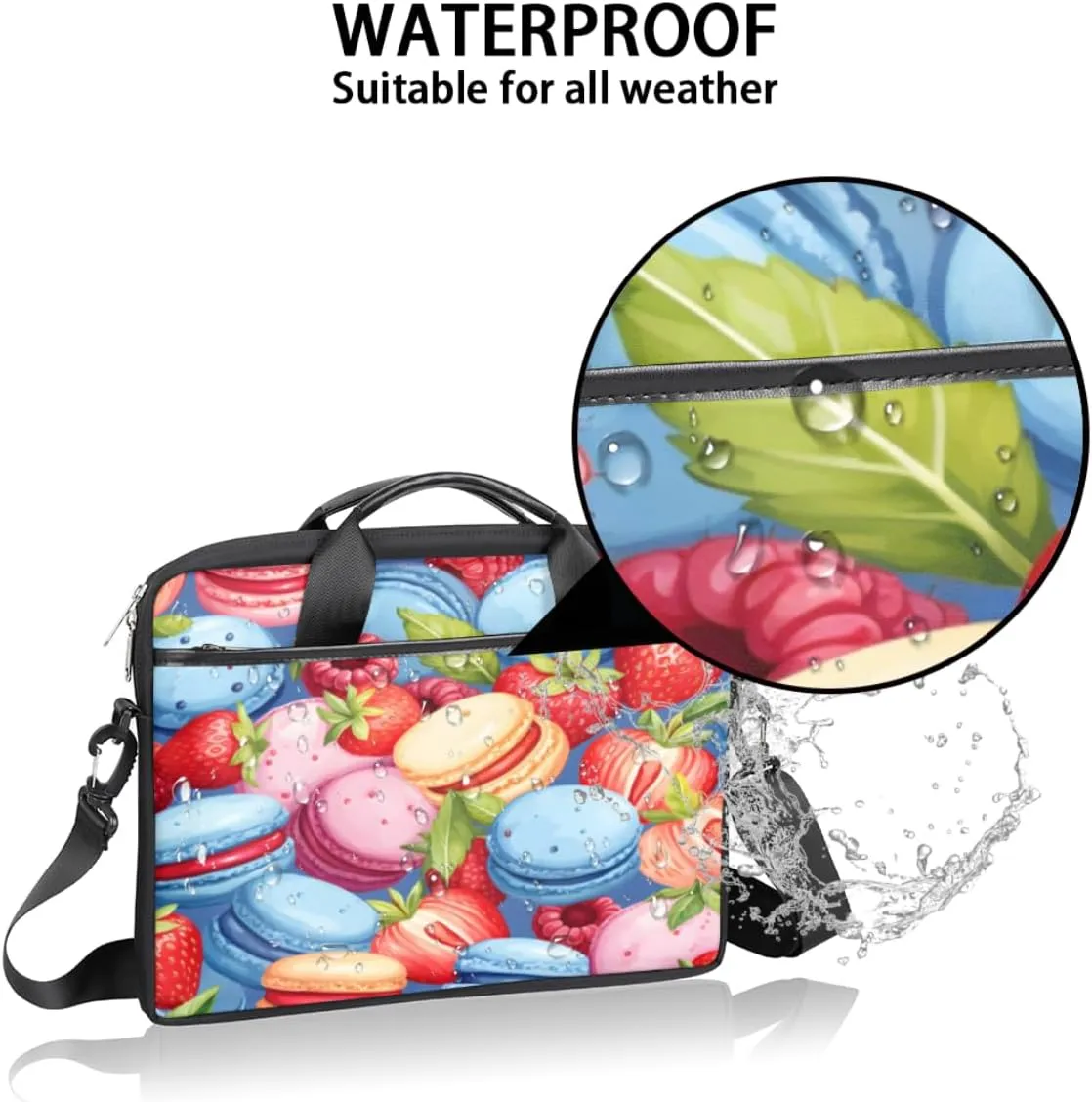 Fun Mushroom Pattern Laptop Shoulder Bag for Tablet Computer Notebook Sleeve Messenger Carrying Case Briefcase Tote
