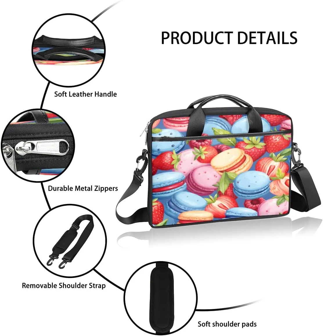 Fun Mushroom Pattern Laptop Shoulder Bag for Tablet Computer Notebook Sleeve Messenger Carrying Case Briefcase Tote