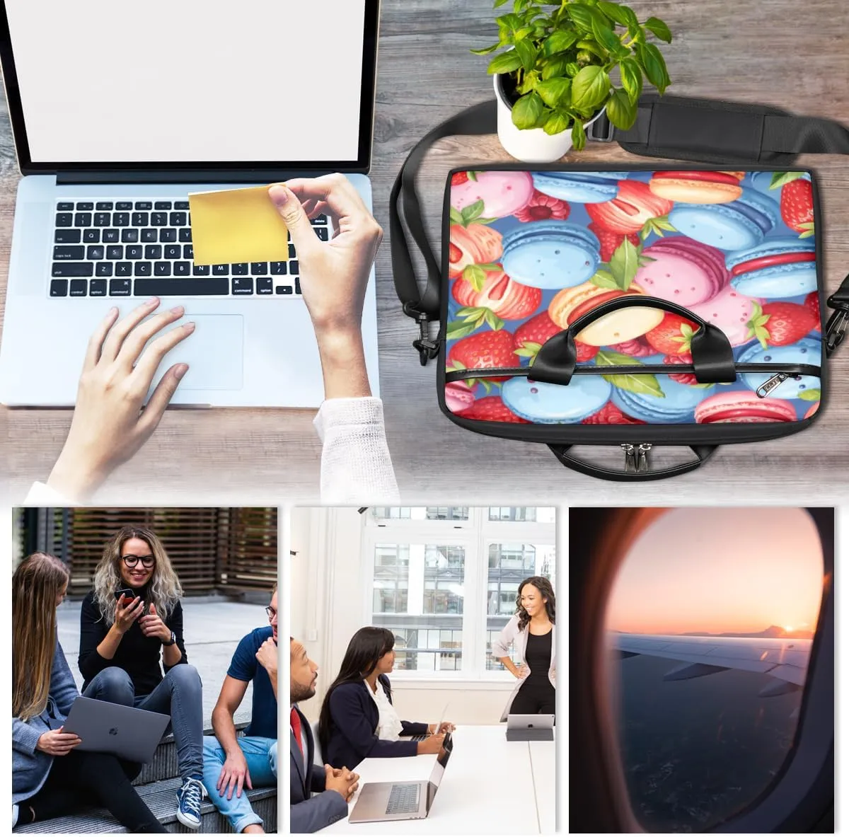 Fun Mushroom Pattern Laptop Shoulder Bag for Tablet Computer Notebook Sleeve Messenger Carrying Case Briefcase Tote