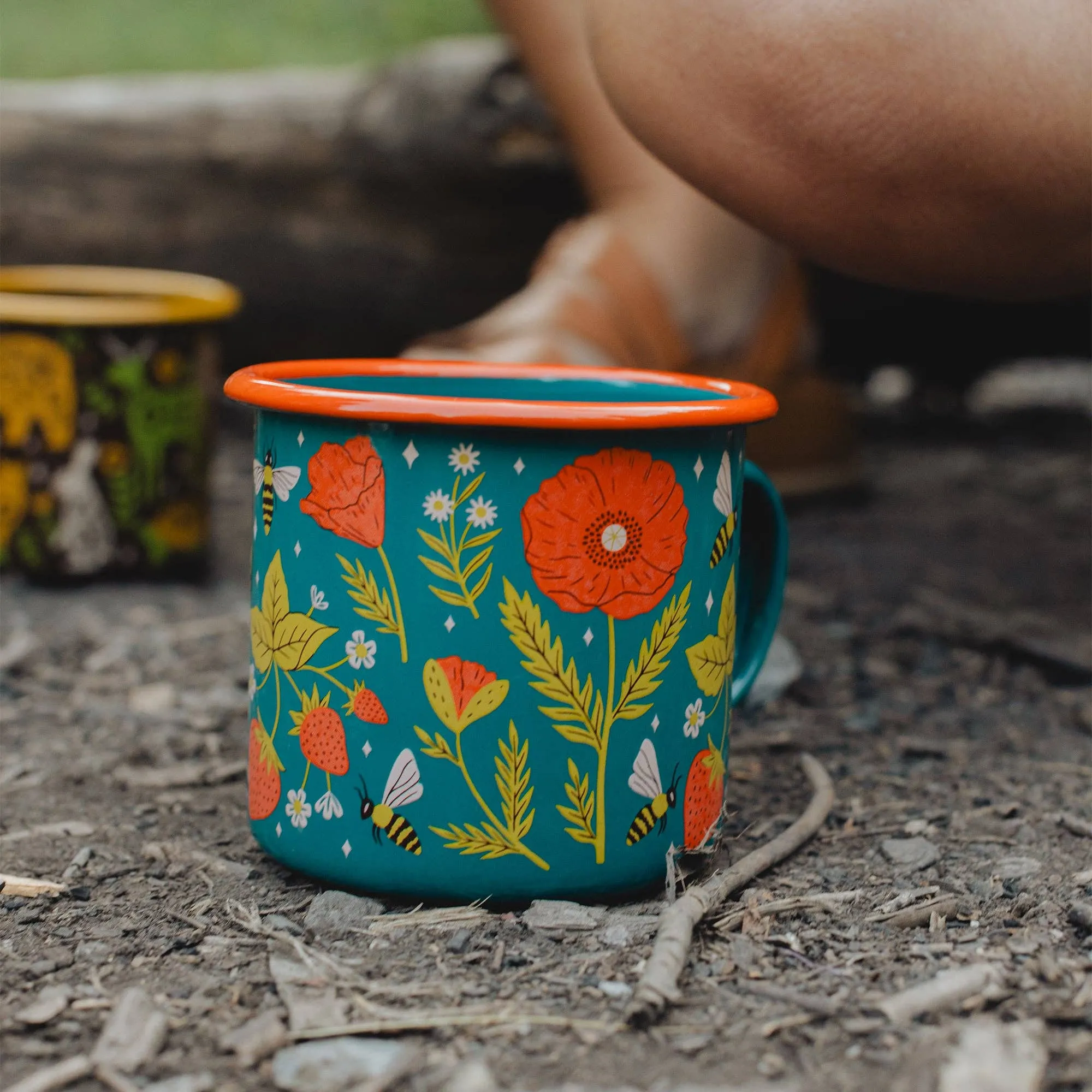 Garden Buzz Enamel Coffee Mug