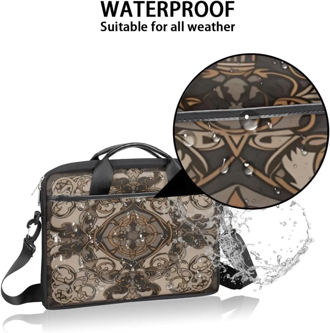 Geometry Fun Theme Laptop Shoulder Bag for Tablet Computer Notebook Sleeve Messenger Carrying Case Briefcase Tote