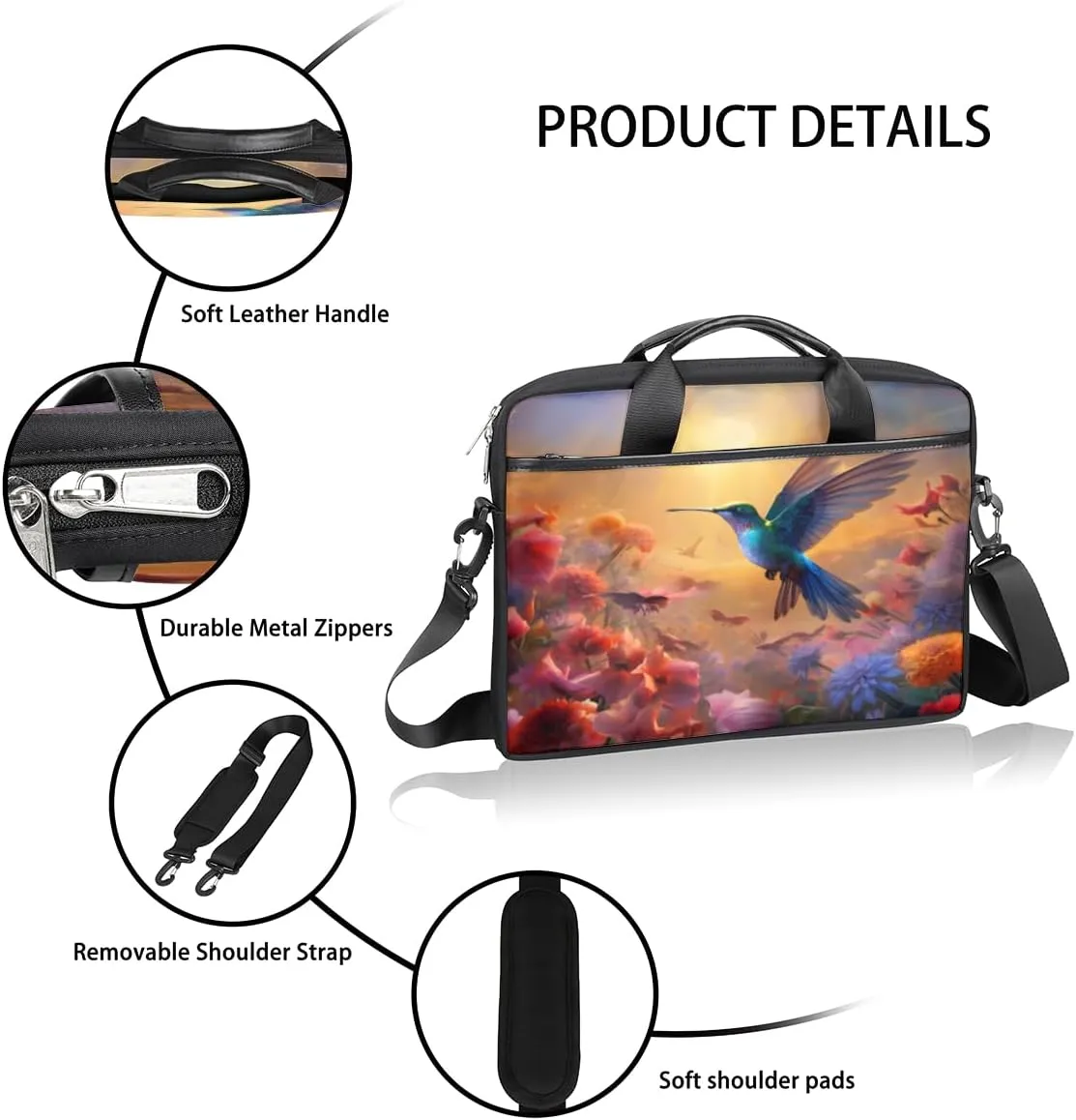 Geometry Fun Theme Laptop Shoulder Bag for Tablet Computer Notebook Sleeve Messenger Carrying Case Briefcase Tote