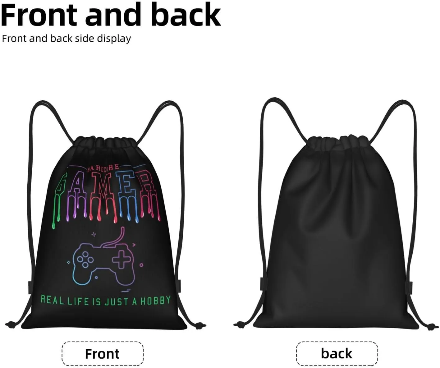 Gianlaima Game Over Controller Graphics Drawstring Bags Backpack Sport Gym Sack Yoga Dance Travel Bag For Men Women