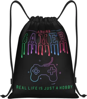 Gianlaima Game Over Controller Graphics Drawstring Bags Backpack Sport Gym Sack Yoga Dance Travel Bag For Men Women
