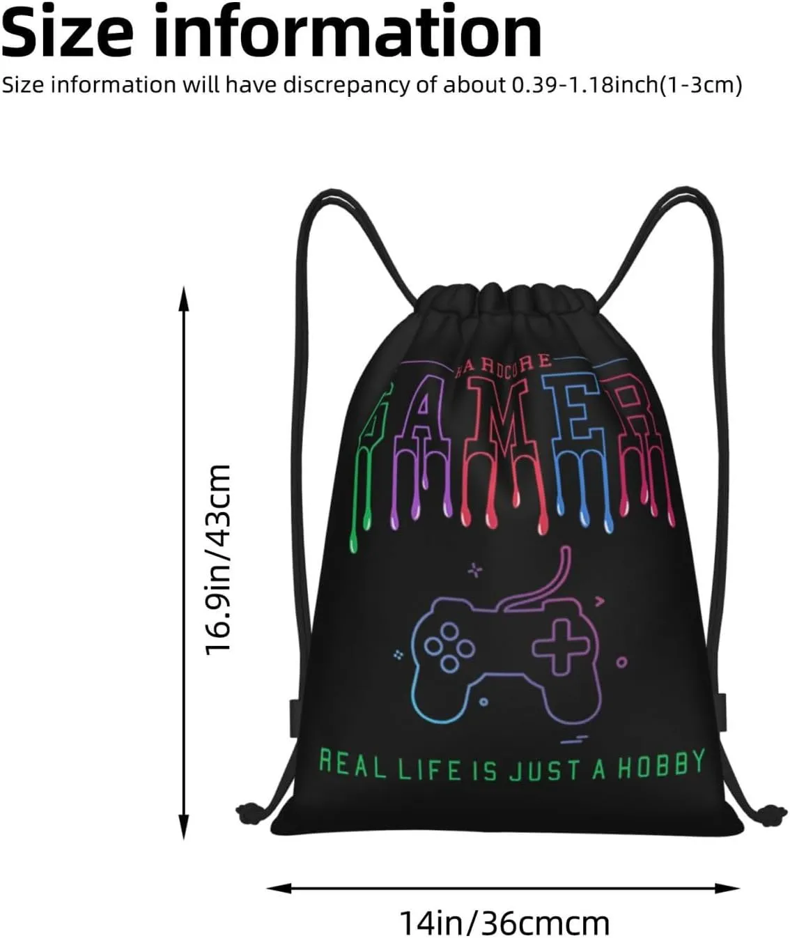 Gianlaima Game Over Controller Graphics Drawstring Bags Backpack Sport Gym Sack Yoga Dance Travel Bag For Men Women