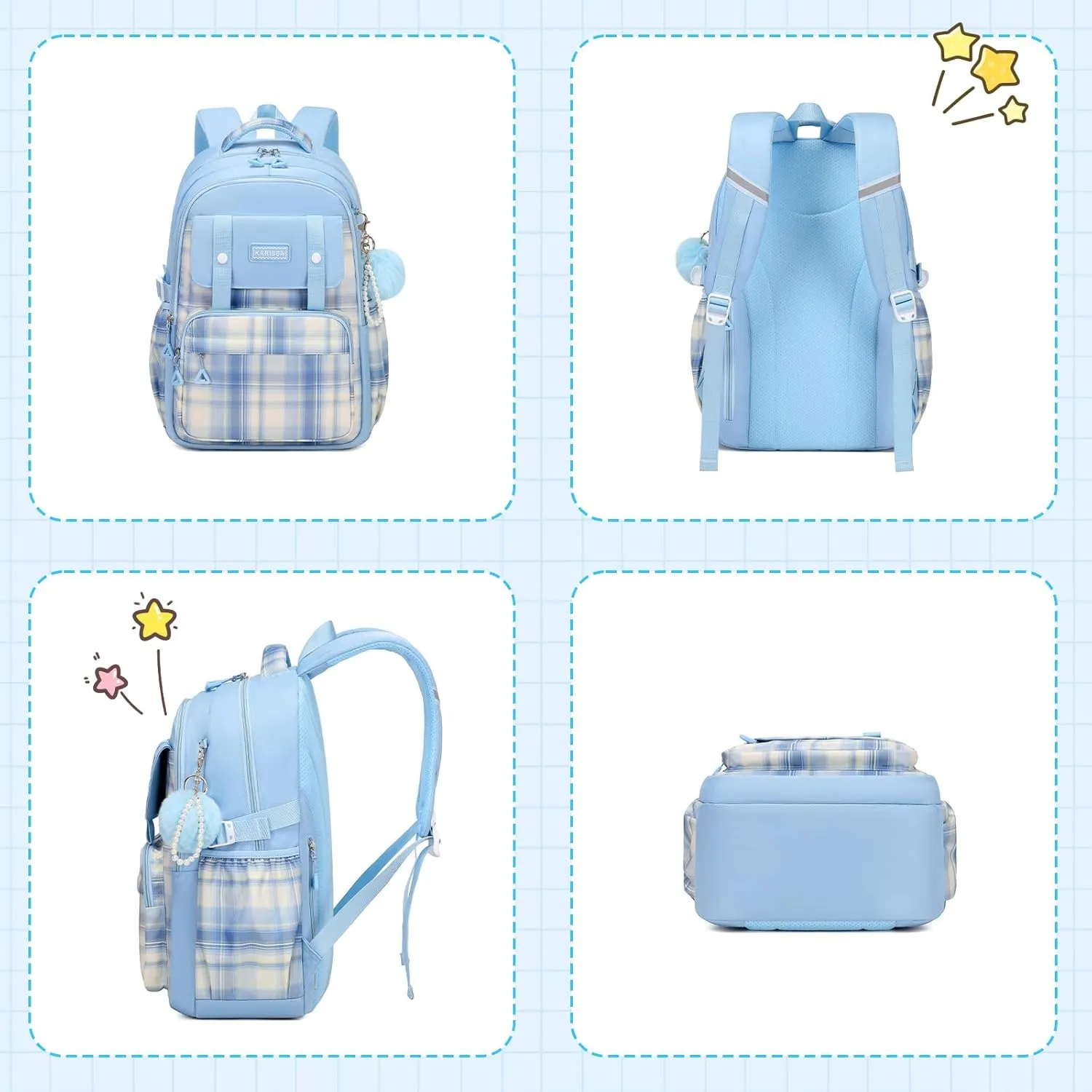 Girls Backpack, Ideal School Backpack for Girls from Elementary to Teen Years, Kawaii Bookbag Cute Large Capacity