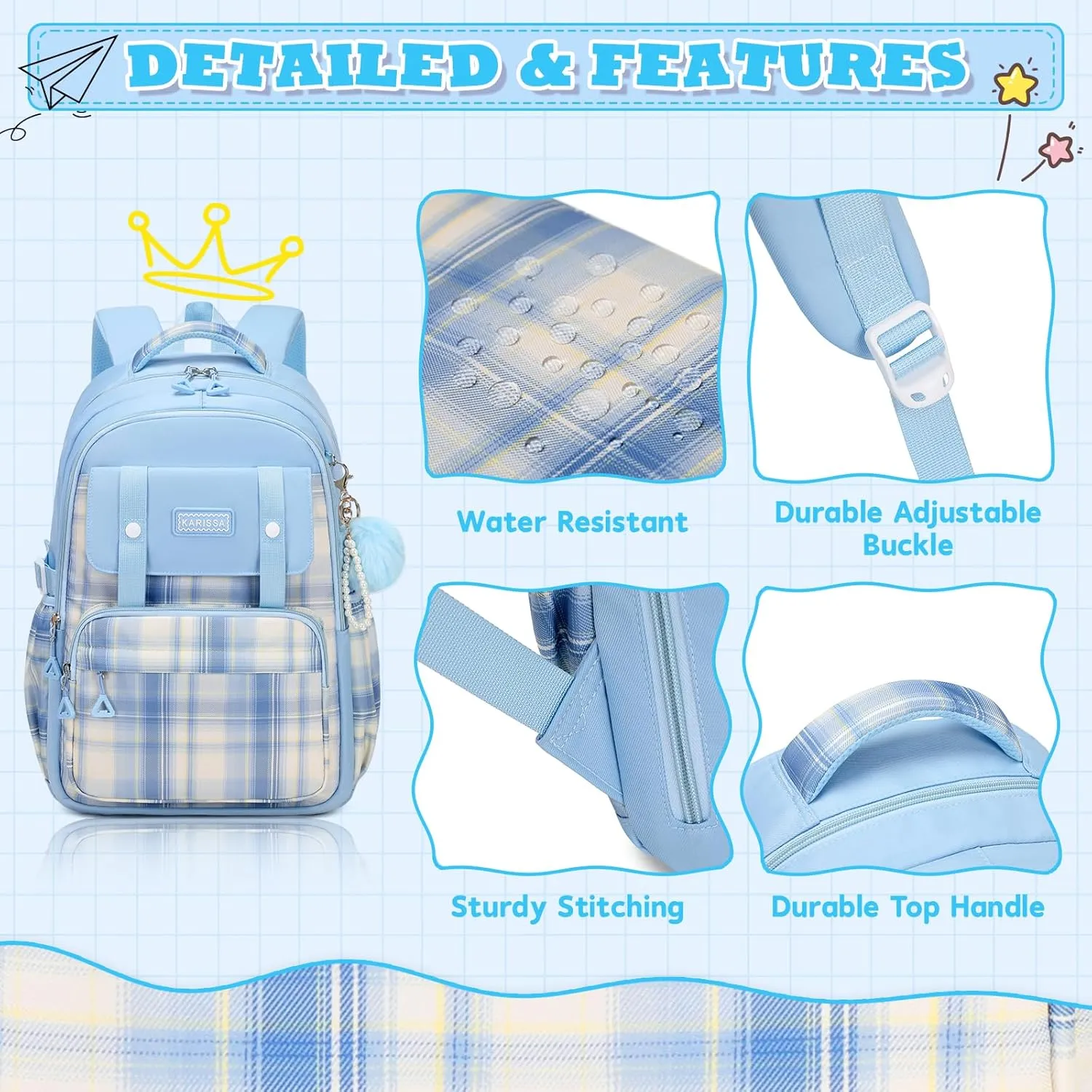 Girls Backpack, Ideal School Backpack for Girls from Elementary to Teen Years, Kawaii Bookbag Cute Large Capacity
