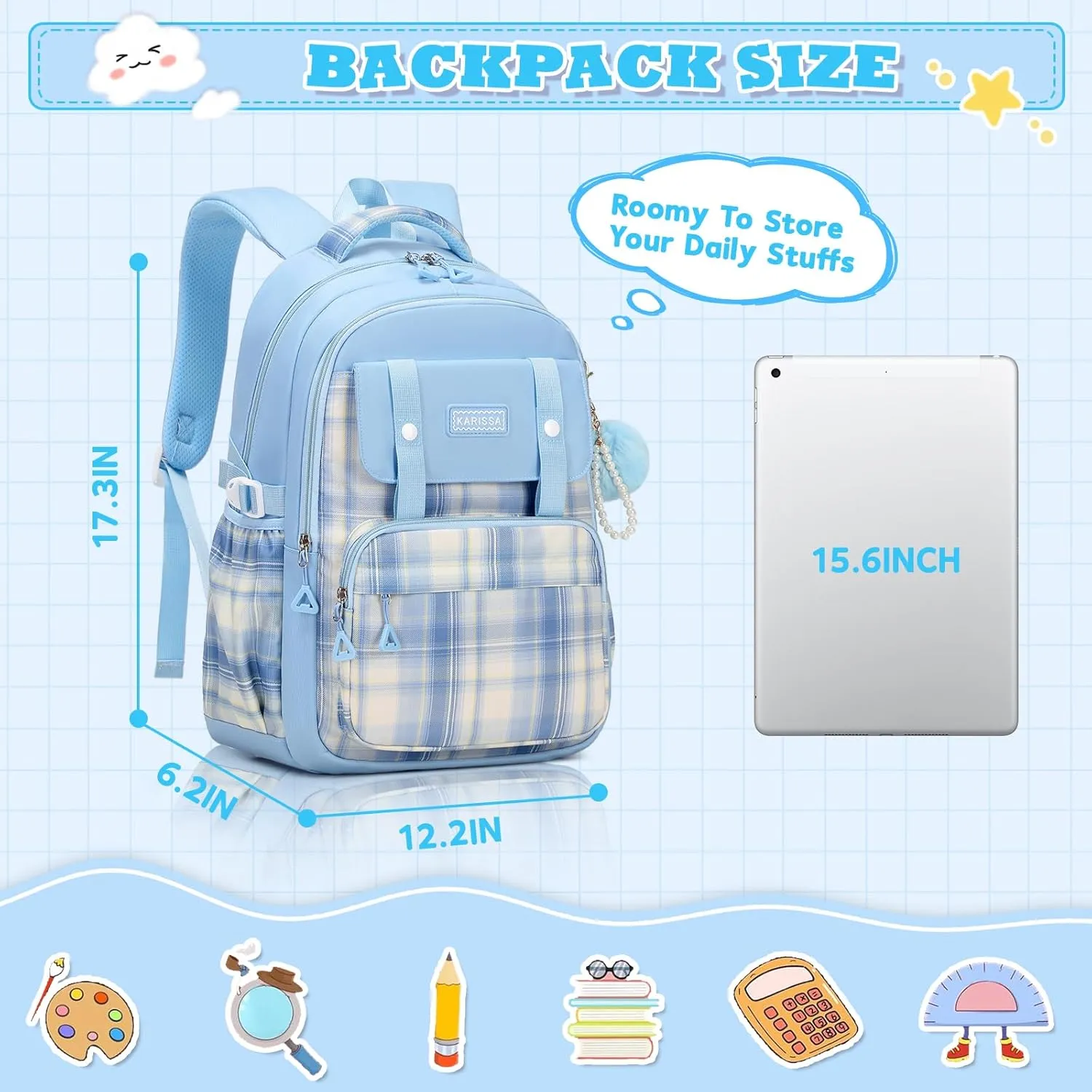 Girls Backpack, Ideal School Backpack for Girls from Elementary to Teen Years, Kawaii Bookbag Cute Large Capacity