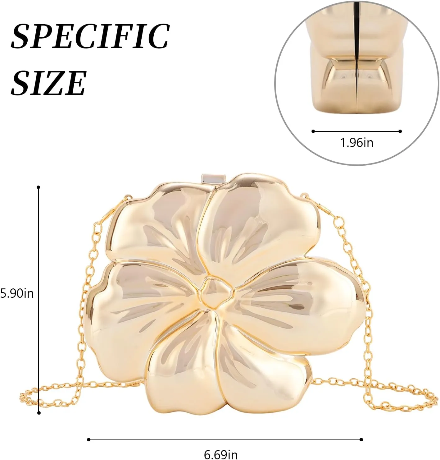 GOKTOW Unique Acrylic Clutch Purse,Floral Shape Acrylic Metallic Handbag Fancy Evening Bags for Women Party Prom
