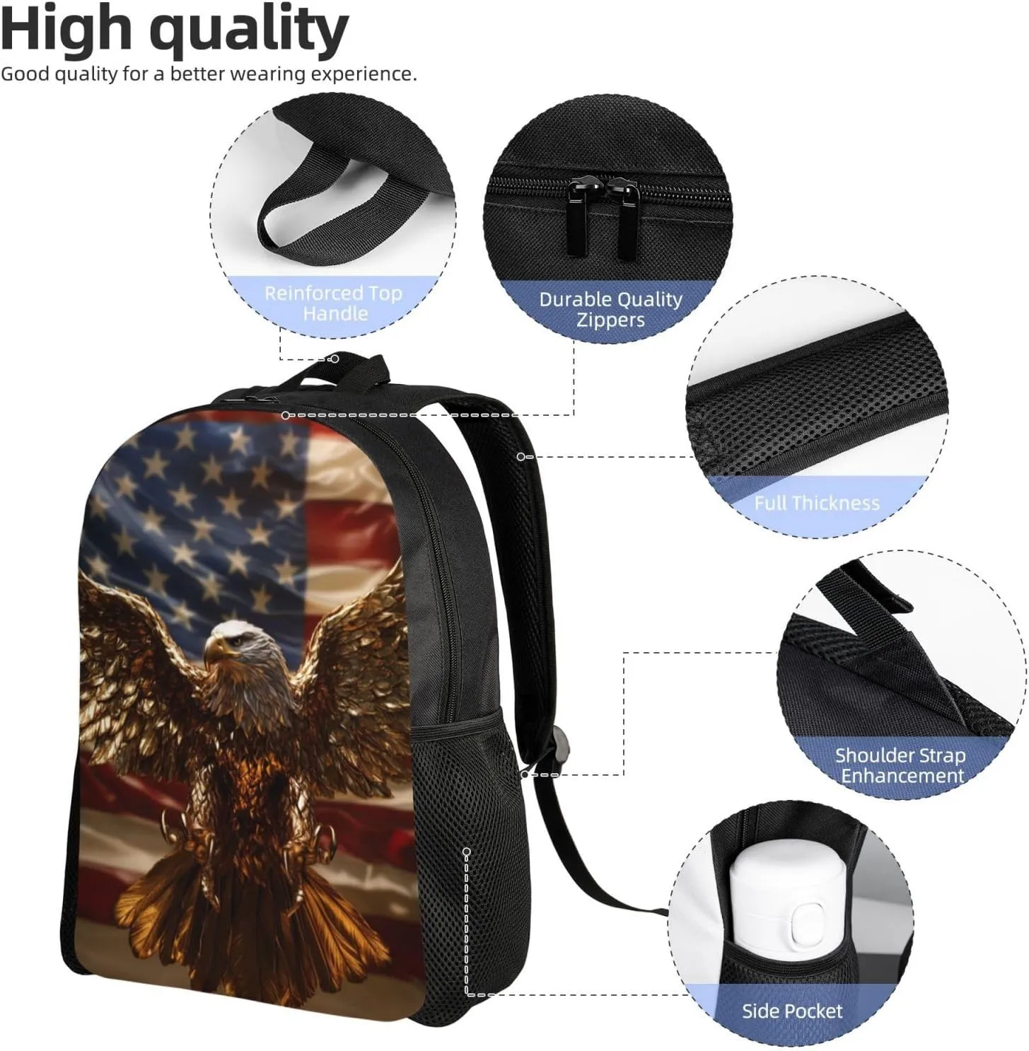 Golden Eagle Backpack Waterproof Anti Theft Durable Light Laptop Bag Backpacks For Women Men Travel Gym Backpack