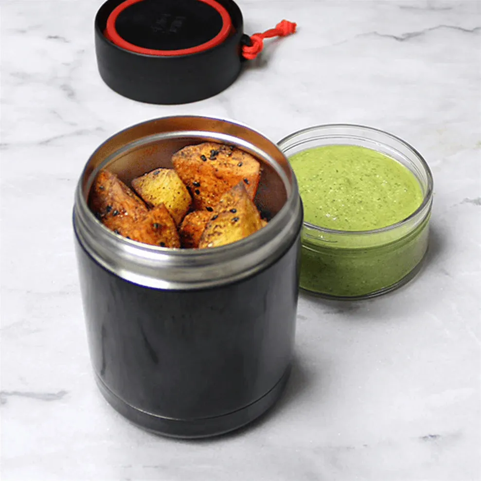 Goodbyn 2 in 1 Insulated Food Jar Thermos plus Snack Compartment - Green