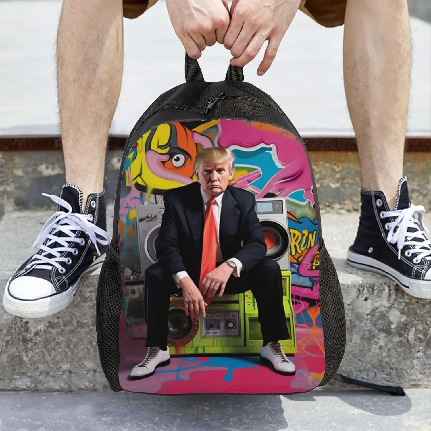 Graffiti Trump Backpack Waterproof Anti Theft Durable Light Laptop Bag Backpacks For Women Men Travel Gym Backpack