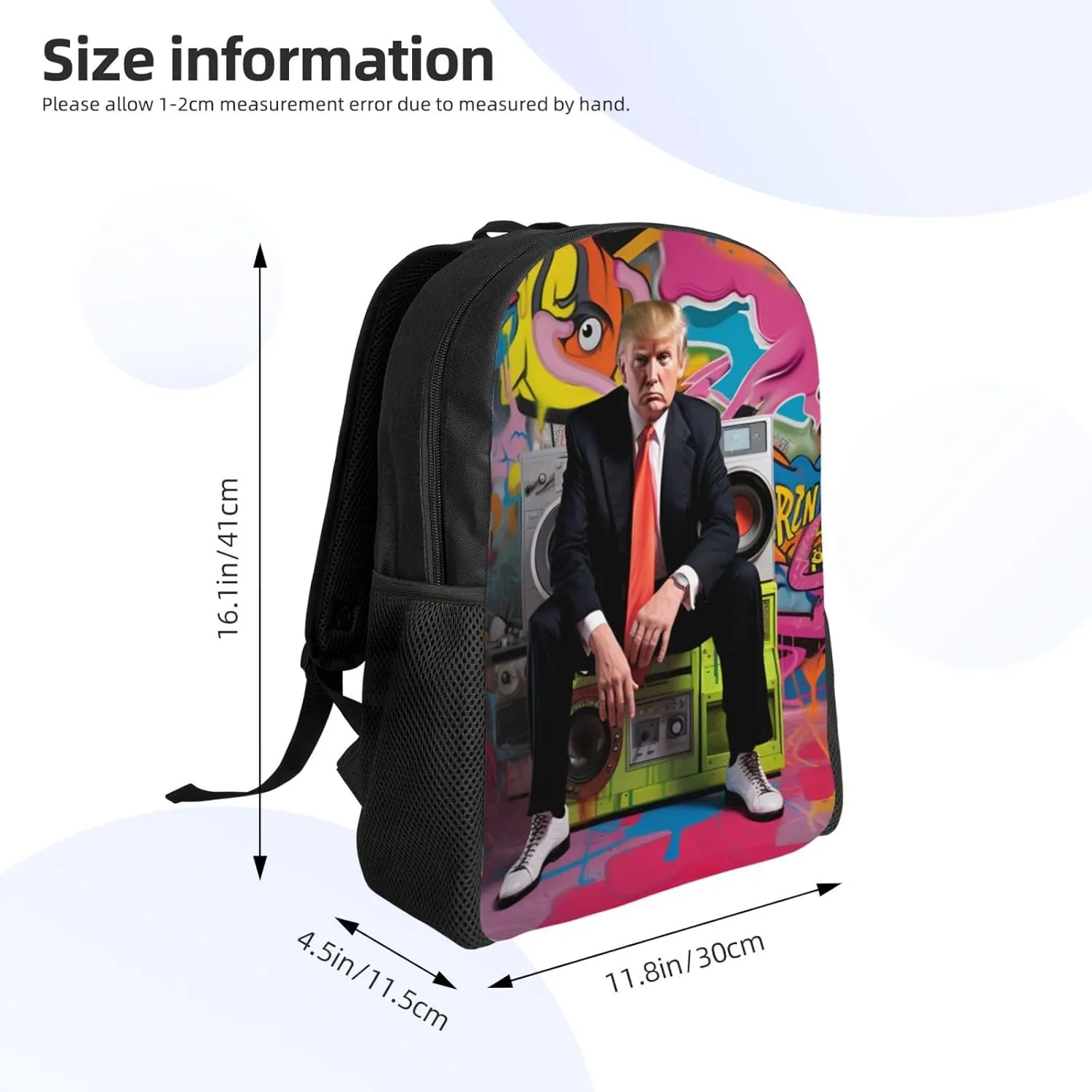 Graffiti Trump Backpack Waterproof Anti Theft Durable Light Laptop Bag Backpacks For Women Men Travel Gym Backpack