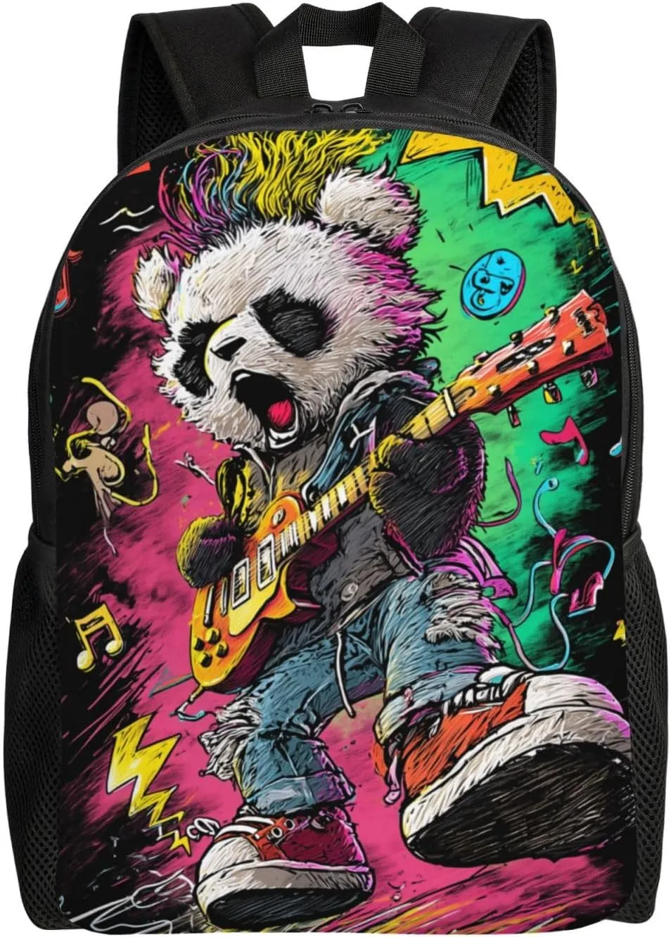 Guitar Panda Backpack Waterproof Anti Theft Durable Light Laptop Bag Backpacks For Women Men Travel Gym Backpack