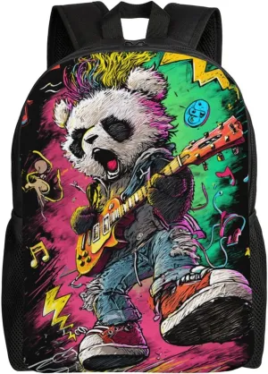 Guitar Panda Backpack Waterproof Anti Theft Durable Light Laptop Bag Backpacks For Women Men Travel Gym Backpack