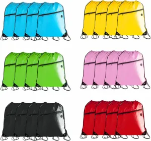Gym Bulk Drawstring Bags, Drawstring Bag with Zipper Pocket Cinch Bags Drawstring Swim Backpack Sack Bag Gym Backpack for Men Women (24, Multi-6-Color-24)