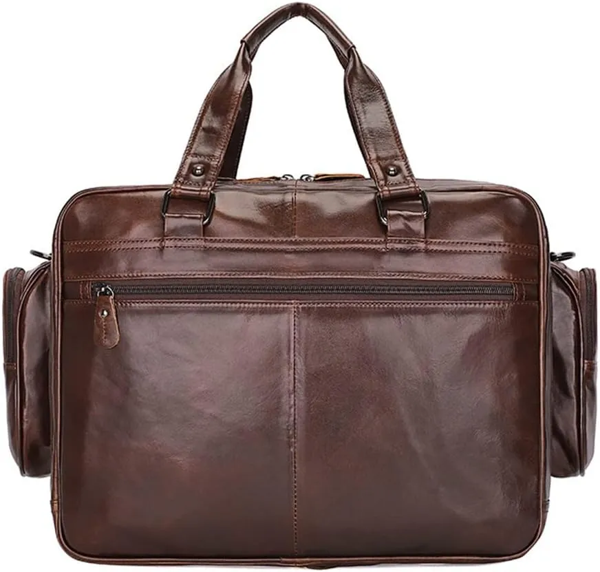 Haitpant Men Business Briefcase Genuine Leather 15" Laptop Handbag Multifunctional Double Layer Messenger Bag