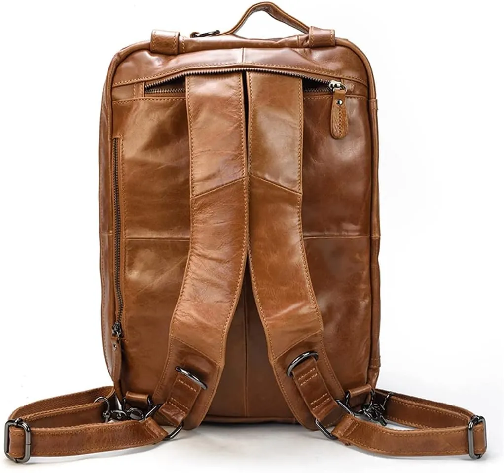 Haitpant Men Business Briefcase Genuine Leather Laptop Handbag Multifunctional Cowhide Shoulder Messenge Tote