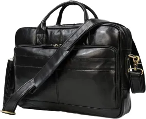Haitpant Men Genuine Leather Laptop Bag 15.6" PC Computer Cowhide Leather Briefcase Bag
