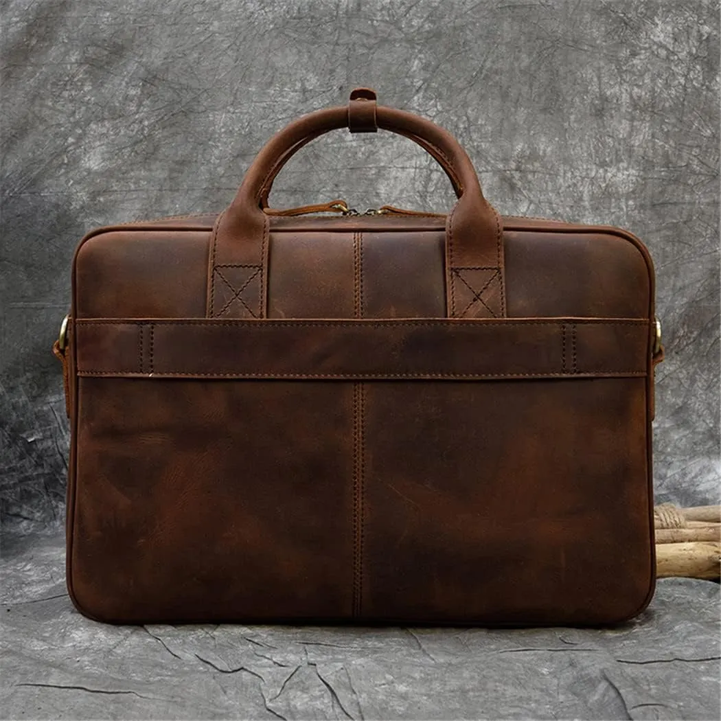 Haitpant Men Genuine Leather Laptop Bag 15.6" PC Computer Cowhide Leather Briefcase Bag