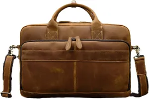 Haitpant Men Genuine Leather Laptop Bag 15.6" PC Computer Cowhide Leather Briefcase Bag
