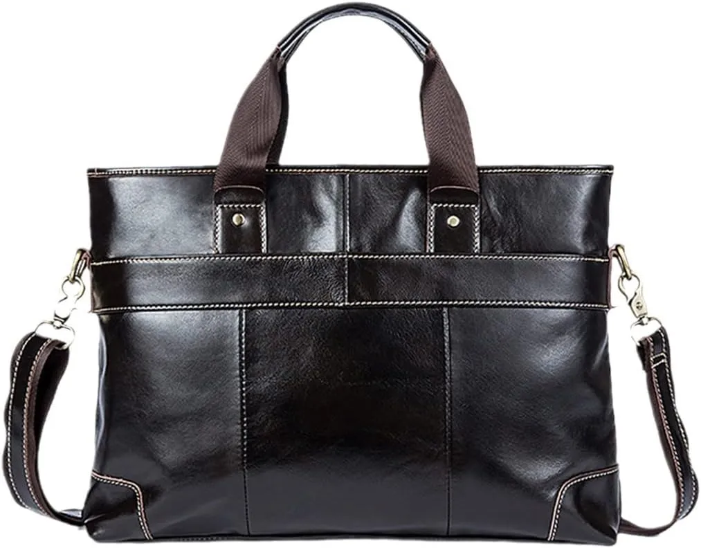 Haitpant Men's Leather Briefcases Bags Genuine Leather Laptop Shoulder Messenger Document Bags