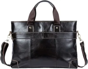 Haitpant Men's Leather Briefcases Bags Genuine Leather Laptop Shoulder Messenger Document Bags