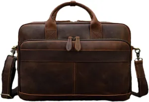 Haitpant Thick Leather Briefcase For Men Genuine Leather Cowskin Business Bag 15.6" Computer Bag Crazy Horse Leather Bags