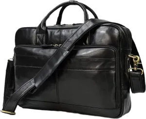 Haitpant Thick Leather Briefcase For Men Genuine Leather Cowskin Business Bag 15.6" Computer Bag Crazy Horse Leather Bags